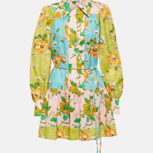 Alémais Printed colorblocked linen shirt dress