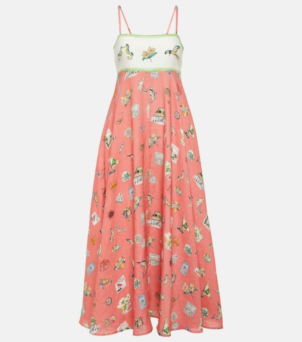 Alémais Printed linen maxi dress