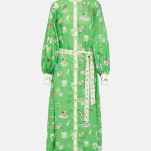 Alémais Printed linen midi dress