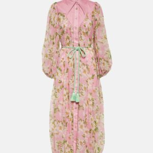 Alémais Silk floral midi dress