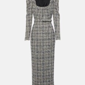 Alessandra Rich Belted Lurex® tweed midi dress