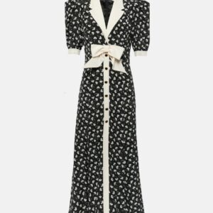 Alessandra Rich Bow-detail printed silk maxi dress