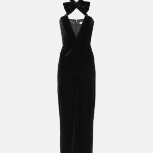 Alessandra Rich Bow-detail velvet midi dress