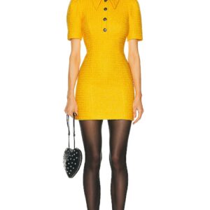 Alessandra Rich Checked Tweed Boucle Mini Dress in Yellow - Yellow. Size 38 (also in ).