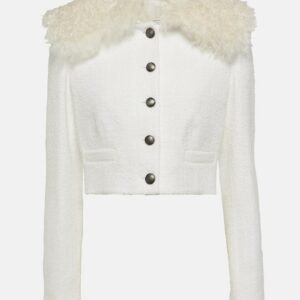 Alessandra Rich Cropped checked tweed jacket