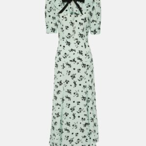 Alessandra Rich Floral puff-sleeve silk maxi dress