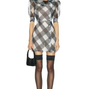 Alessandra Rich Mini Dress With Jewel Buttons in White & Black - Black. Size 40 (also in 38, 42).