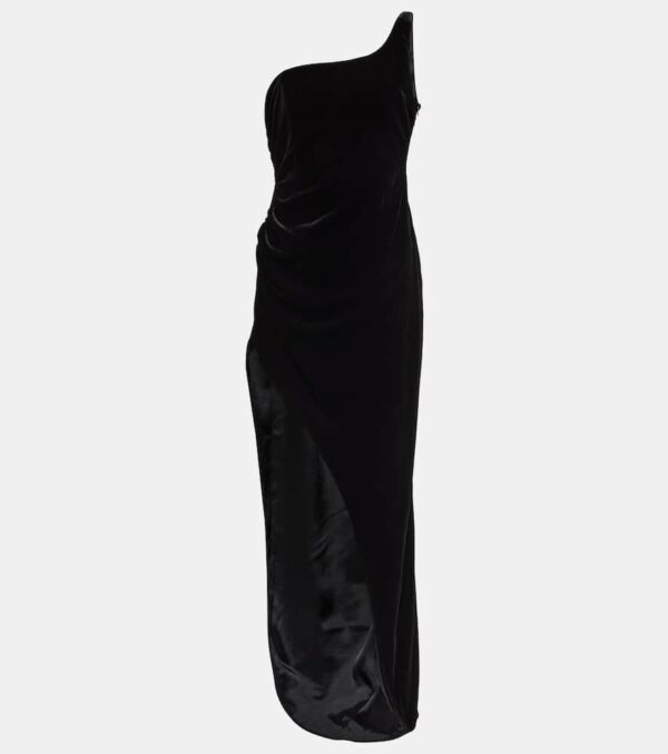 Alessandra Rich One-shoulder velvet maxi dress