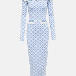 Alessandra Rich Patterned jacquard-knit midi dress