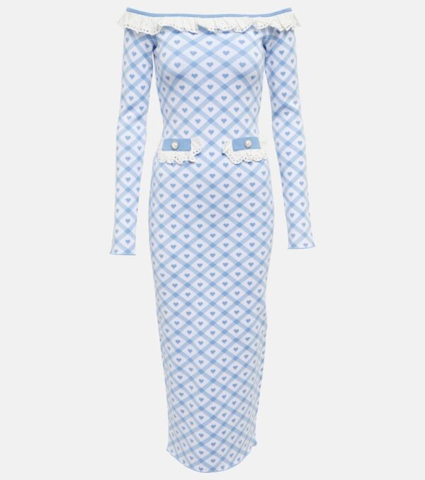 Alessandra Rich Patterned jacquard-knit midi dress