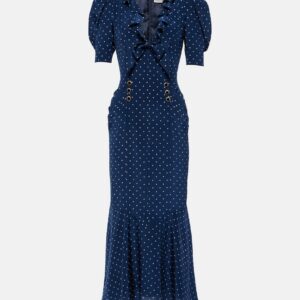 Alessandra Rich Polka-dot bow-detail silk midi dress