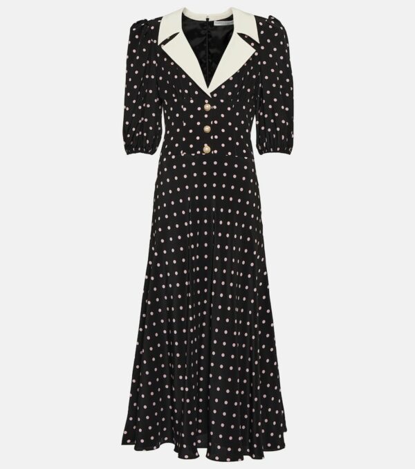 Alessandra Rich Polka-dot silk midi dress