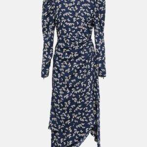 Alessandra Rich Printed silk wrap midi dress