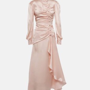 Alessandra Rich Ruched silk satin maxi dress