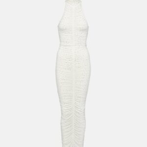 Alex Perry Crystal-embellished ruched maxi dress