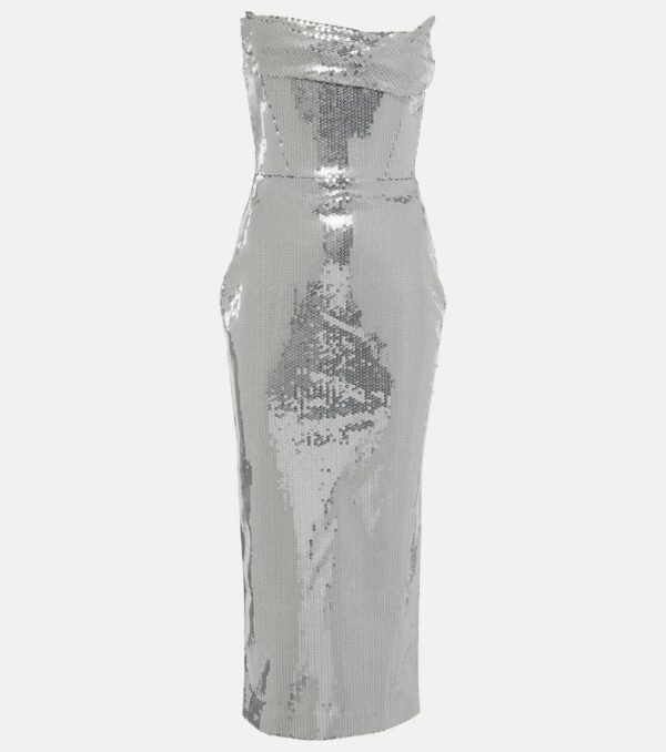 Alex Perry Sequined corset midi dress