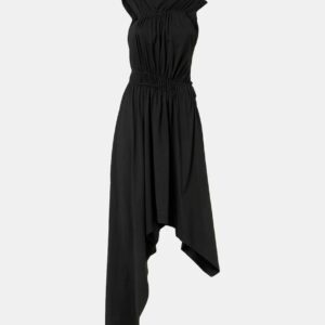 Alexander McQueen Gathered asymmetric cotton jersey maxi dress