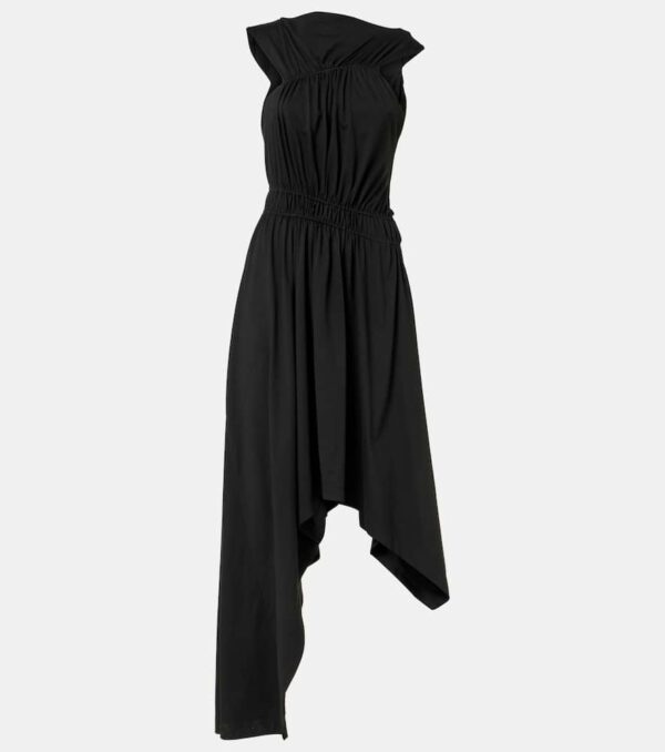 Alexander McQueen Gathered asymmetric cotton jersey maxi dress