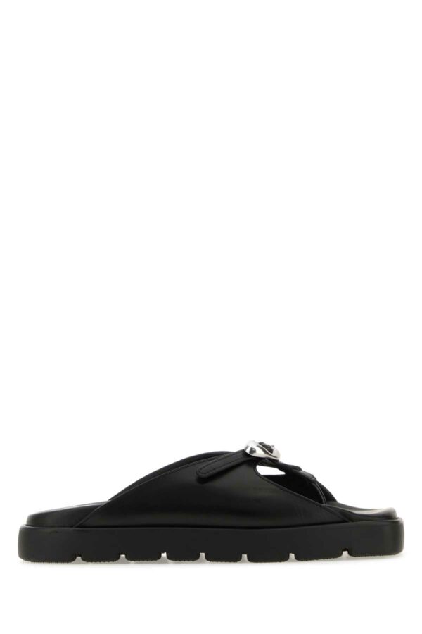 Alexander Wang Black Leather Dome Thong Slippers