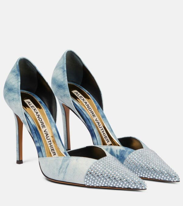 Alexandre Vauthier Tie-dye embellished denim pumps