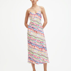 Allsaints Bryony Rainbow Print Midi Slip Dress