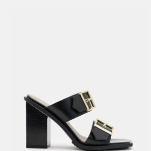 Allsaints Camille Leather Buckle Strap Block Heels