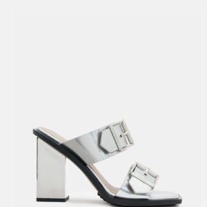 Allsaints Camille Metallic Leather Block Heels