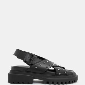 Allsaints Cosmo Leather Studded Crossover Sandals