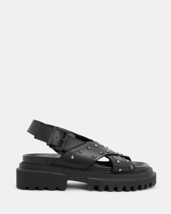 Allsaints Cosmo Leather Studded Crossover Sandals