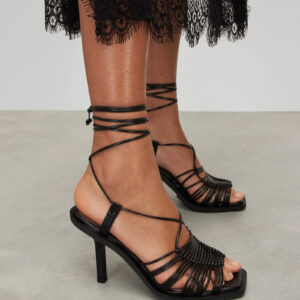 Allsaints Dina Leather Rope Strappy Heeled Sandals