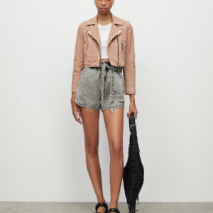 Allsaints Elora Cropped Suede Biker Jacket