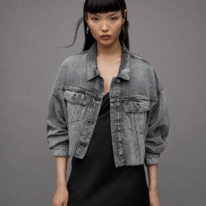 Allsaints Piper Cropped Drop Shoulder Denim Jacket