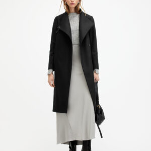 Allsaints Riley Wrap Around Belted Long Line Coat