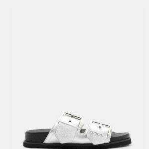 Allsaints Sian Metallic Leather Buckle Sandals