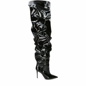 Amina Muaddi Patent Leather Jahleel Thigh-High Boots 95