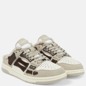 Amiri Skel Top shearling-trimmed leather sneakers