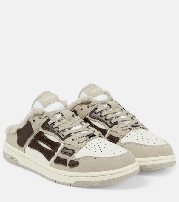 Amiri Skel Top shearling-trimmed leather sneakers