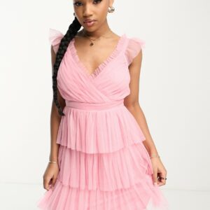 Anaya cami ruffle tiered mini dress in pink