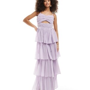 Anaya tiered maxi dress with cut out in lavender-Purple