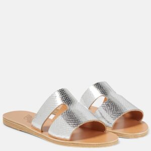 Ancient Greek Sandals Apteros fish scale-effect metallic leather sandals