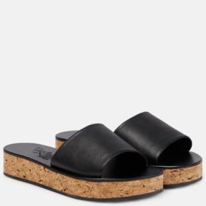 Ancient Greek Sandals Taygete cork and leather platform slides