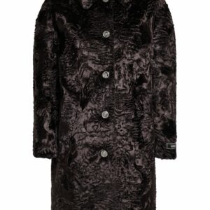 Astrakan Faux Fur Logo Detail Coat