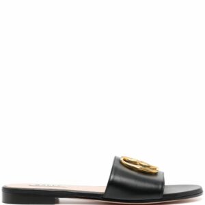 BALLY- Emblem Leather Flat Sandals