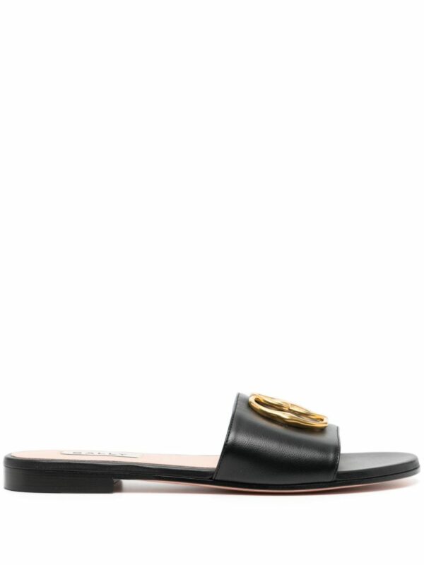 BALLY- Emblem Leather Flat Sandals