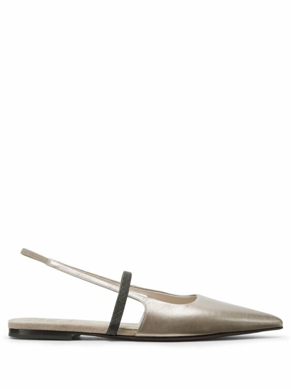 BRUNELLO CUCINELLI- Leather Slingback Flats