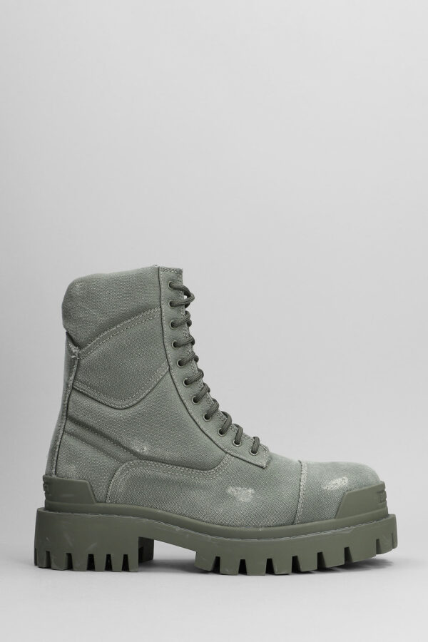 Balenciaga Combat Strike L20 Combat Boots In Khaki Cotton