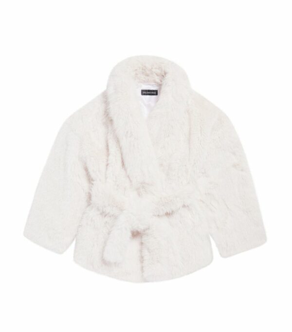 Balenciaga Faux Fur Wrap Coat