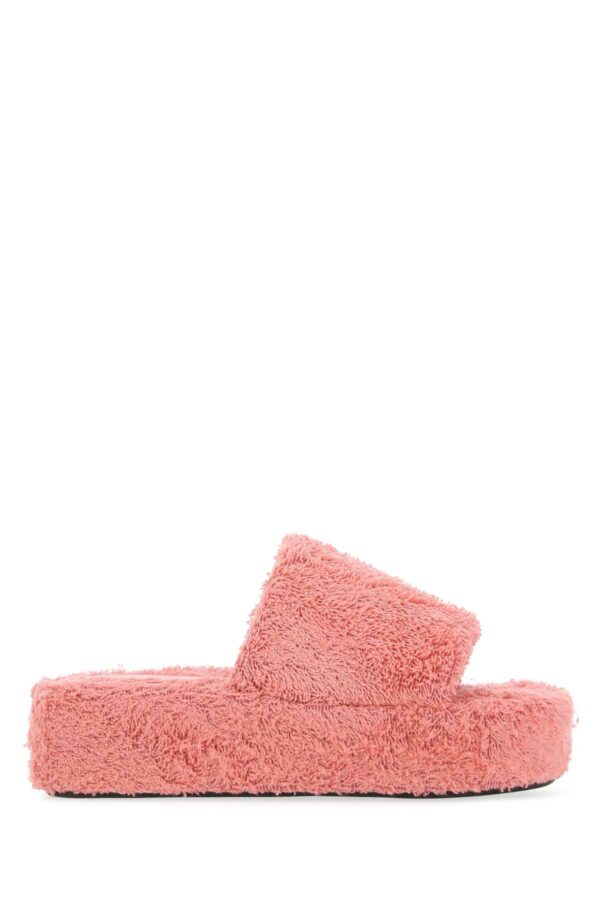 Balenciaga Pink Terry Fabric Rise Slippers