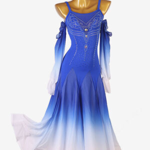 Ballroom Dance Costumes Royal Blue Women's Elegant Lycra Spandex Backless Rhinestones Dress Dancing Wear