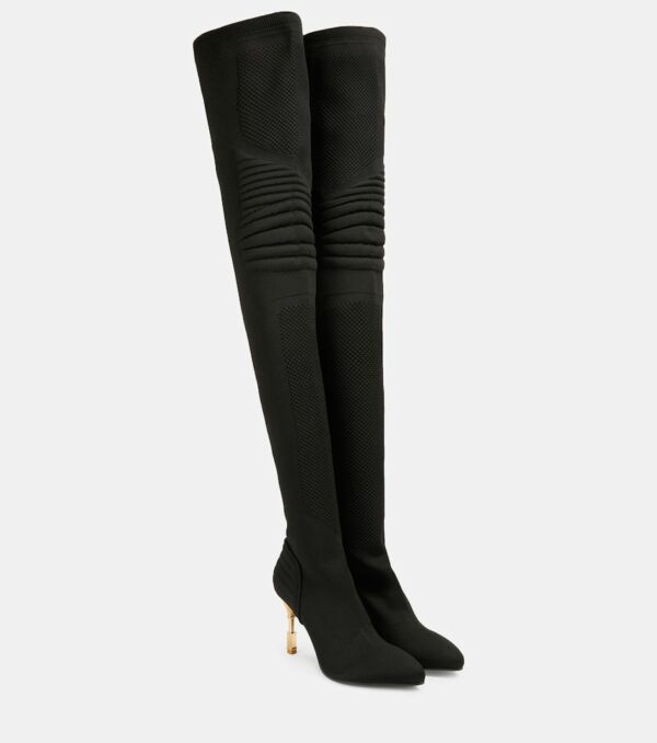 Balmain Moneta knit over-the-knee boots